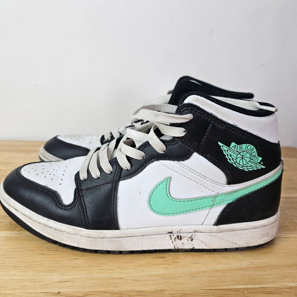 Nike Air Jordan 1 Mid Green Glow White Black DQ8426-103 Men's Size 8 Sneakers‎